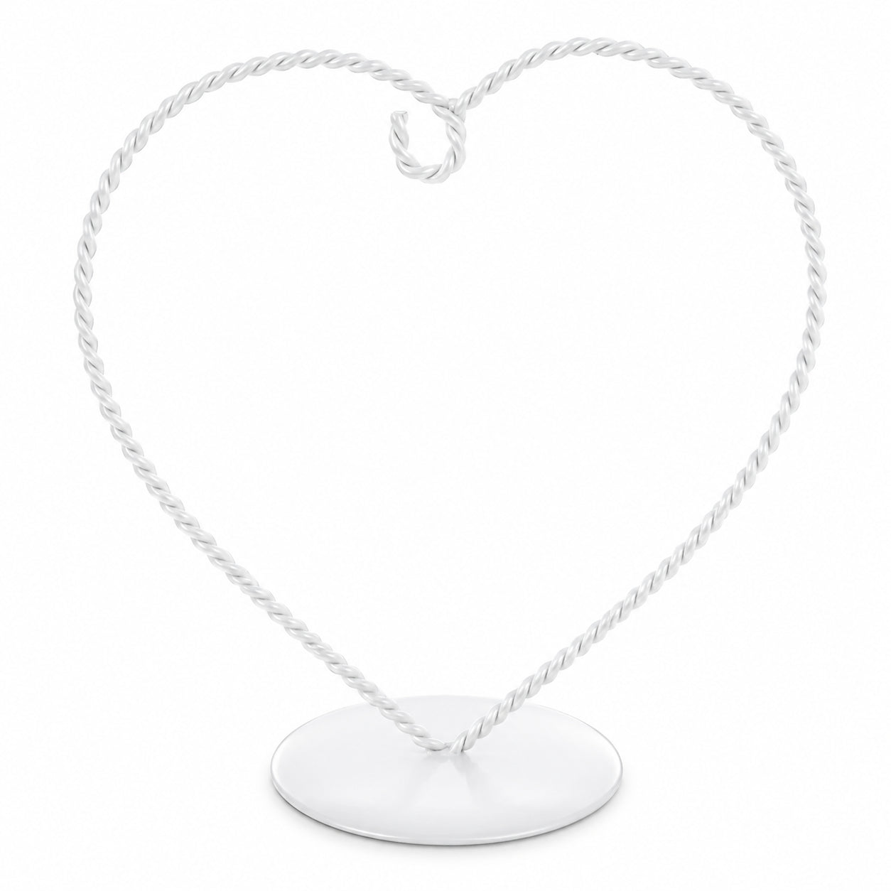 Heart-Shaped Twisted White Painted Metal Ornament Display Stand 6.2 Inches (Poland) in White color