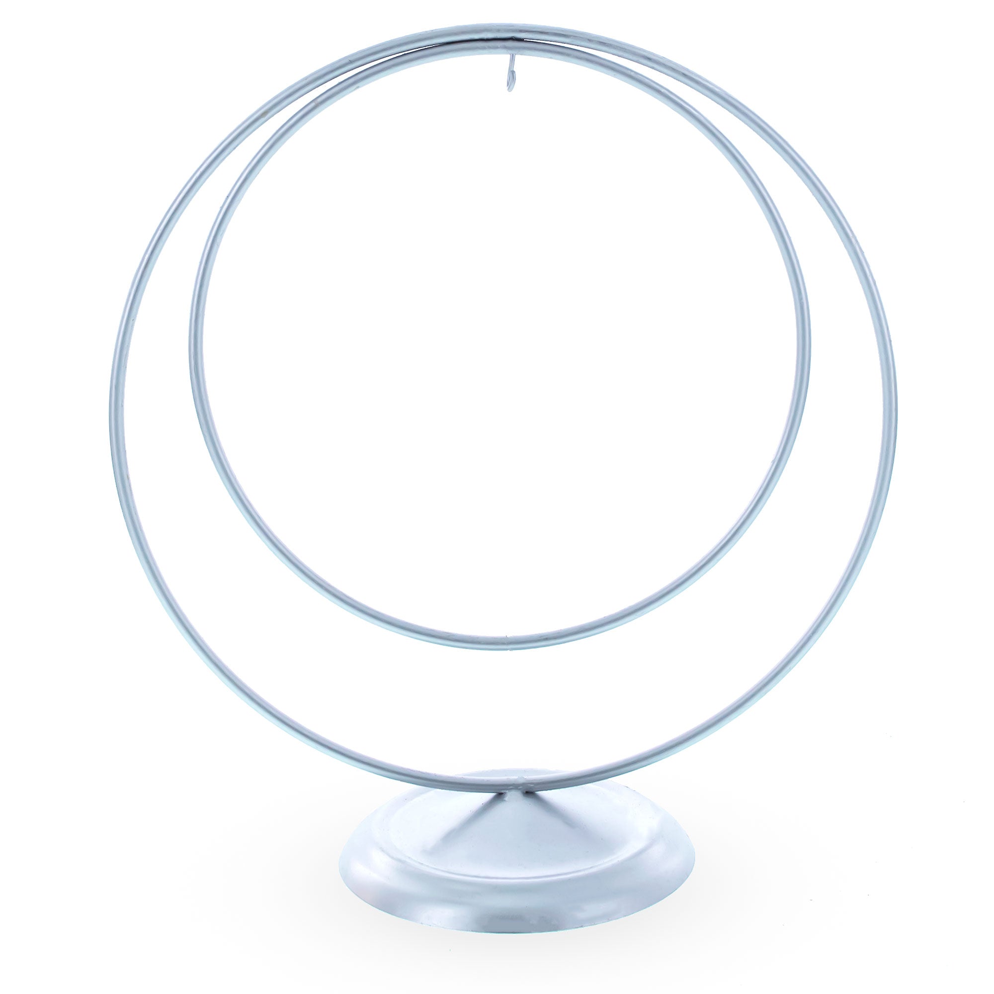 Contemporary Double Circle Silver Metal Ornament Display Stand 8.2 Inches (Poland) in Silver color