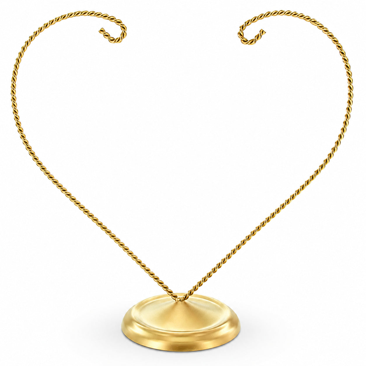 Open-Top Heart Twisted Gold Metal Ornament Display Stand 9 Inches (Poland) in Gold color