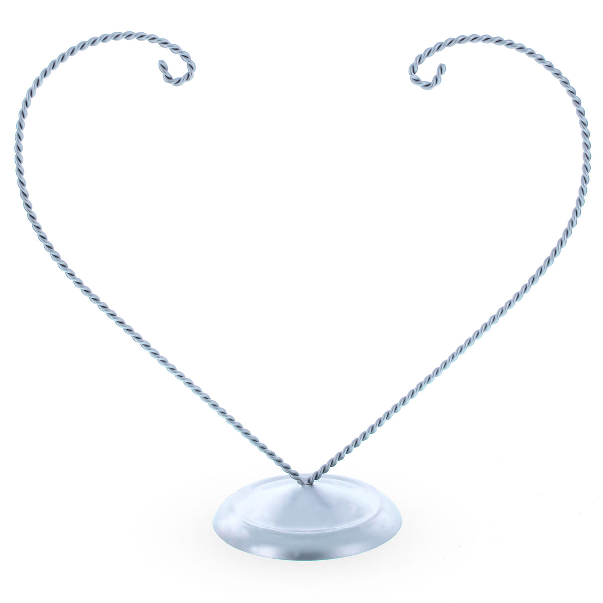 Distand Double Heart Silver Metal Solid Round Base Ornament Display Stand 9 Inches in Silver color,  shape