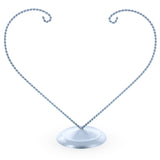 Distand Double Heart Silver Metal Round Base Ornament Display Stand 9 Inches in Silver color
