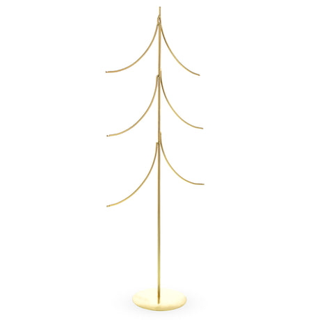 Six Ornaments Tree Gold Metal Solid Round Base Ornament Display Stand 16 Inches in Gold color,  shape