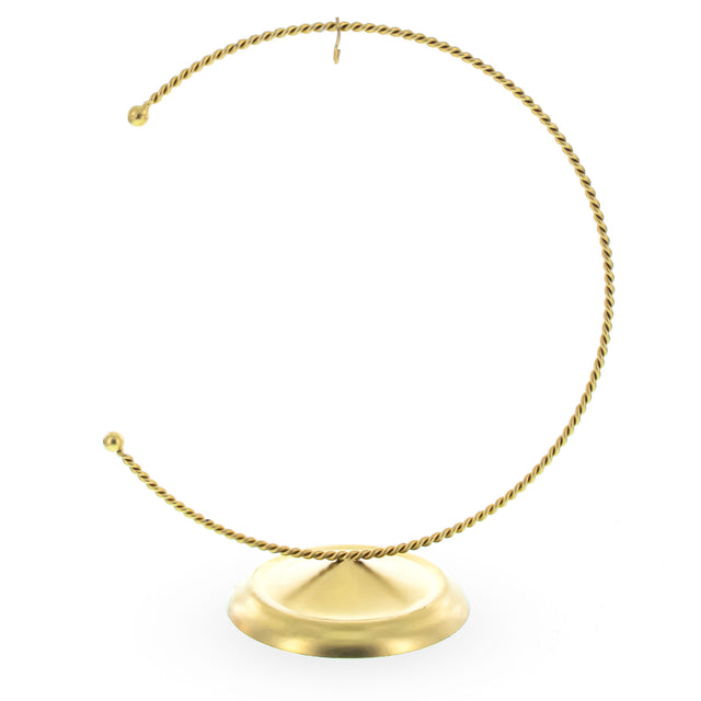Swirled C-Shape Gold Metal Solid Base Ornament Display Stand 8.25 Inches in Gold color