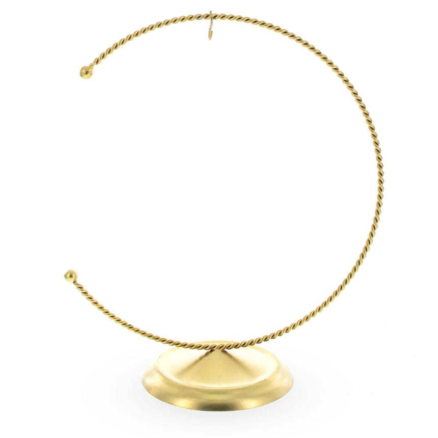 Swirled C-Shape Gold Metal Solid Base Ornament Display Stand 8.25 Inches in Gold color
