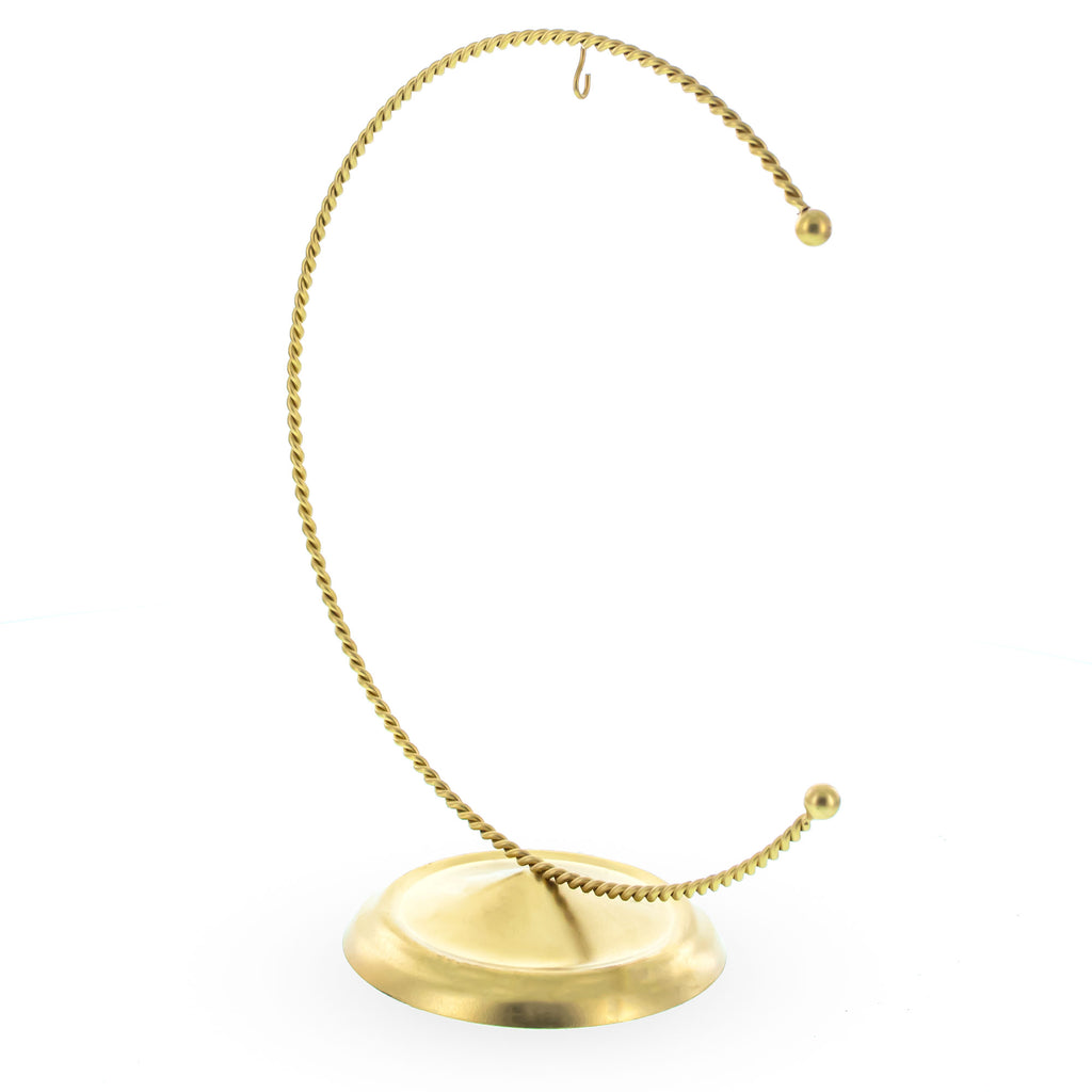 Crescent Moon Twisted Gold Metal Ornament Display Stand 9 Inches (Poland)Poland , dimensions in inches: 9 x 6.2 x 3