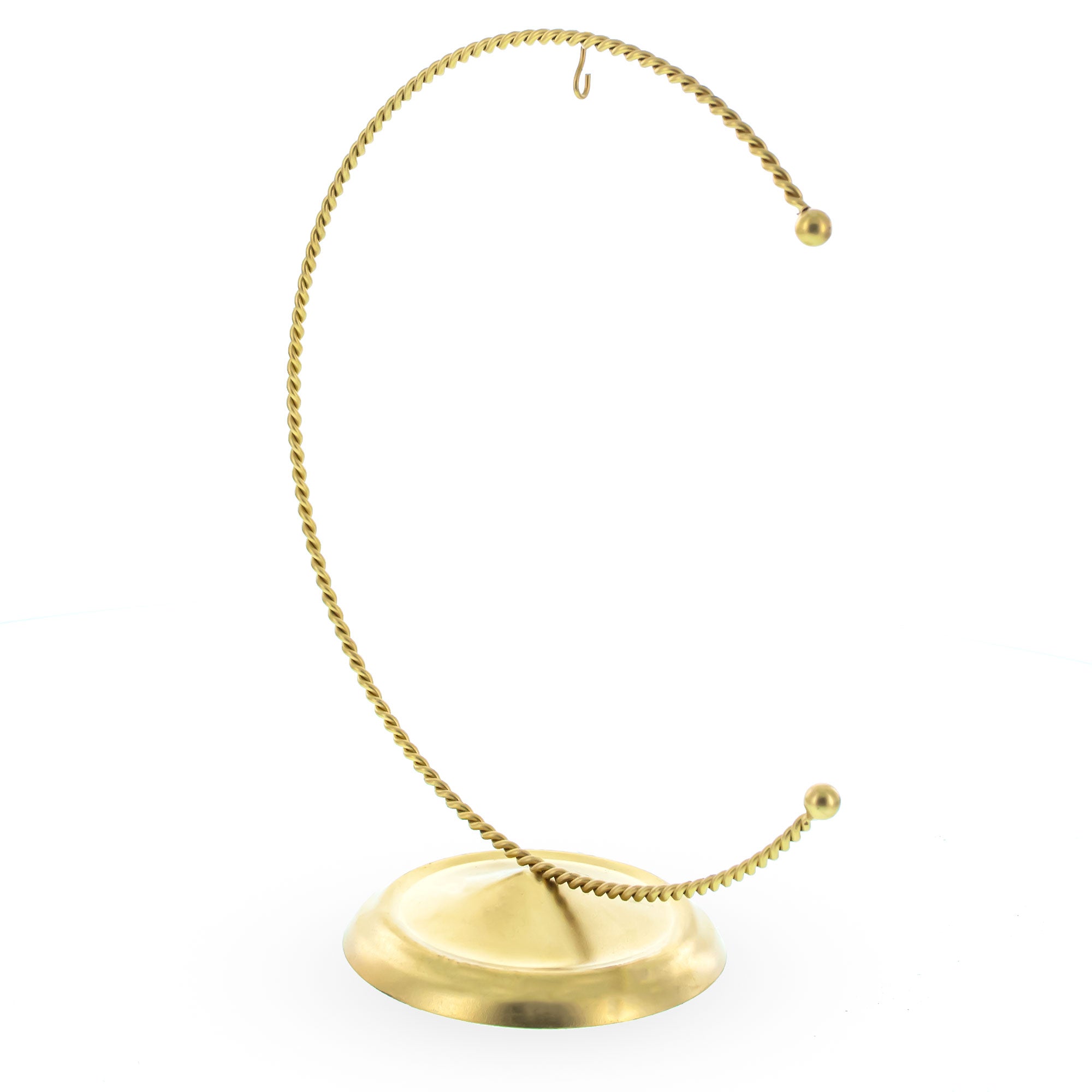 Crescent Moon Twisted Gold Metal Ornament Display Stand 9 Inches (Poland)Poland , dimensions in inches: 9 x 6.2 x 3