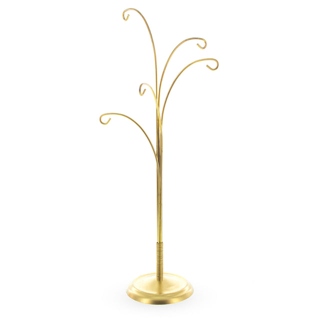 Metal Five Hands Gold Metal Solid Round Base Ornament Display Stand 12.4 Inches in Gold color