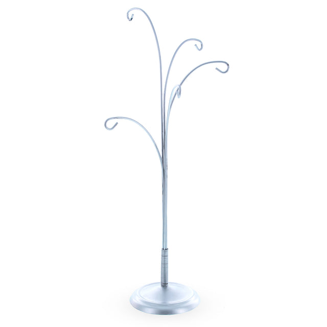 Metal Five Hands Silver Metal Solid Round Base Ornament Display Stand 12.4 Inches in Silver color