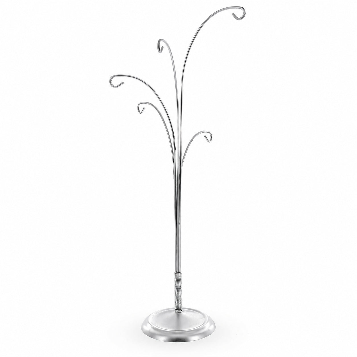 5-Arm Scroll Tree Branches Silver Metal Ornament Display Stand 14.5 Inches (Poland) in Silver color