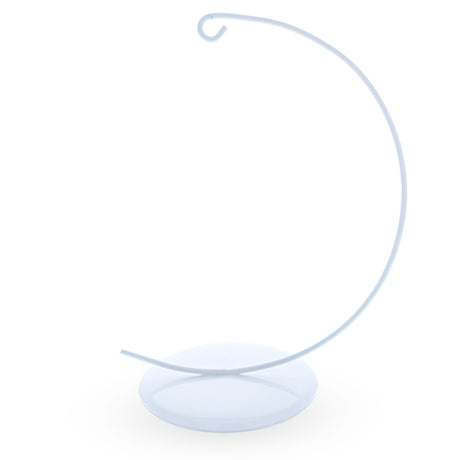 White Curved Metal Solid Round Base Ornament Display Stand 5.9 Inches in  color