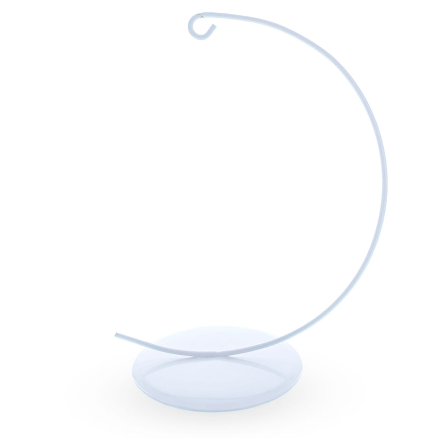 White Curved Metal Solid Round Base Ornament Display Stand 5.9 Inches in White color
