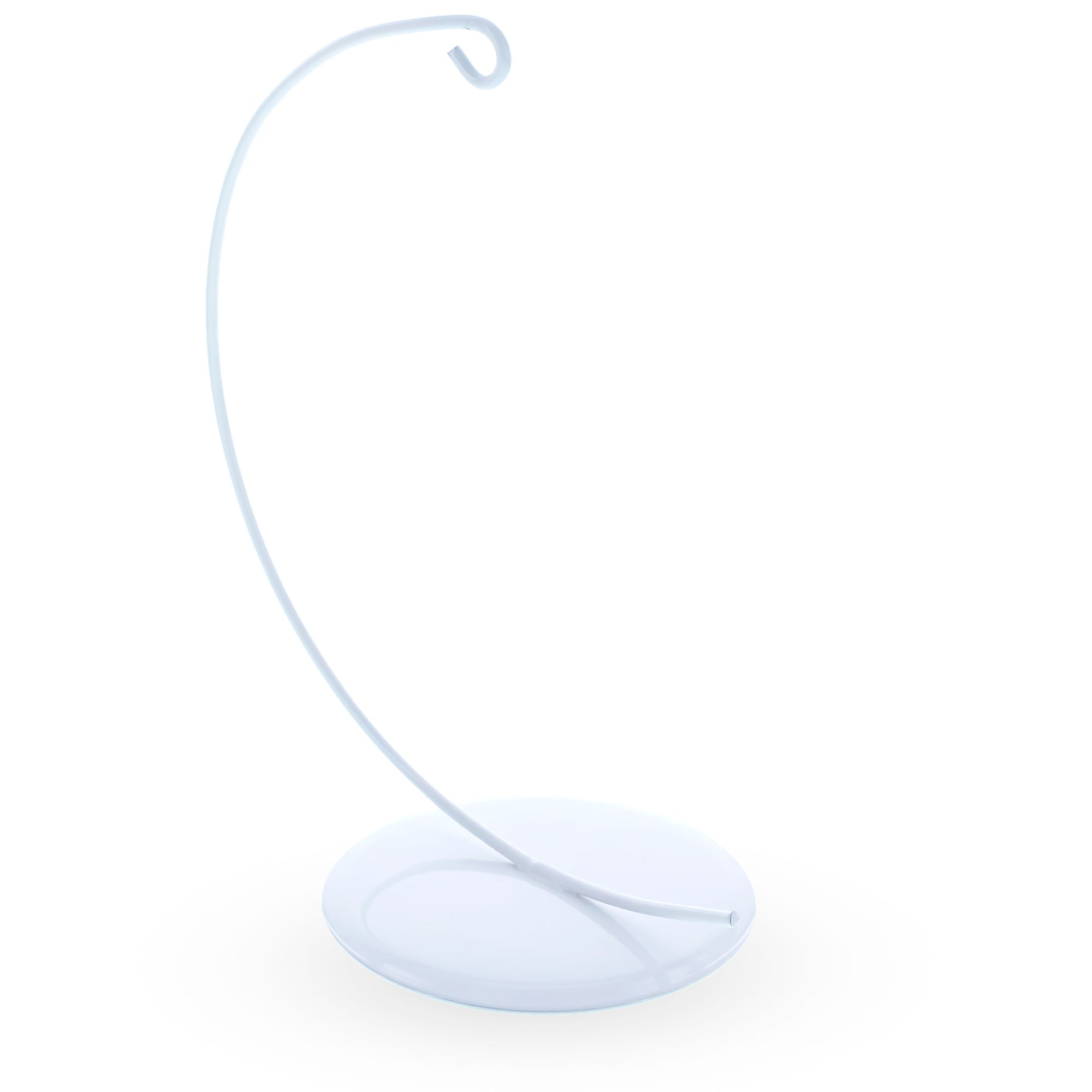 Solid Round Base White Painted Metal Ornament Display Stand 7.8 Inches (Poland)Poland , dimensions in inches: 7.8 x 4.8 x 3
