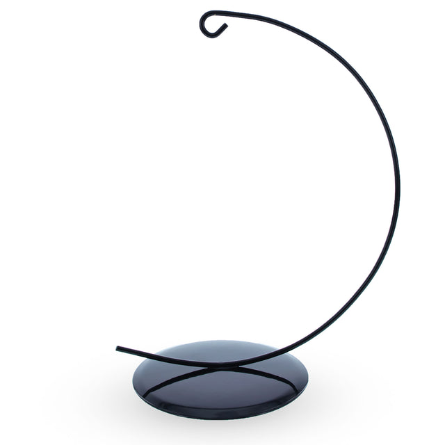 Black Curved Metal Solid Round Base Ornament Display Stand 5.9 Inches in Black color