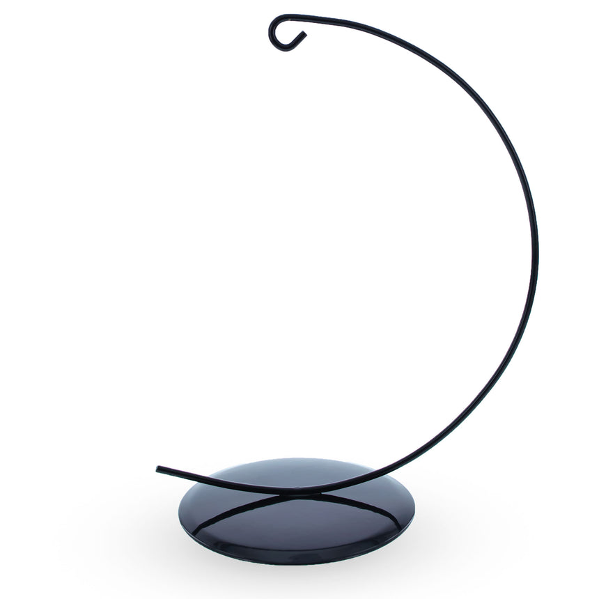 Black Curved Metal Solid Round Base Ornament Display Stand 5.9 Inches in Black color