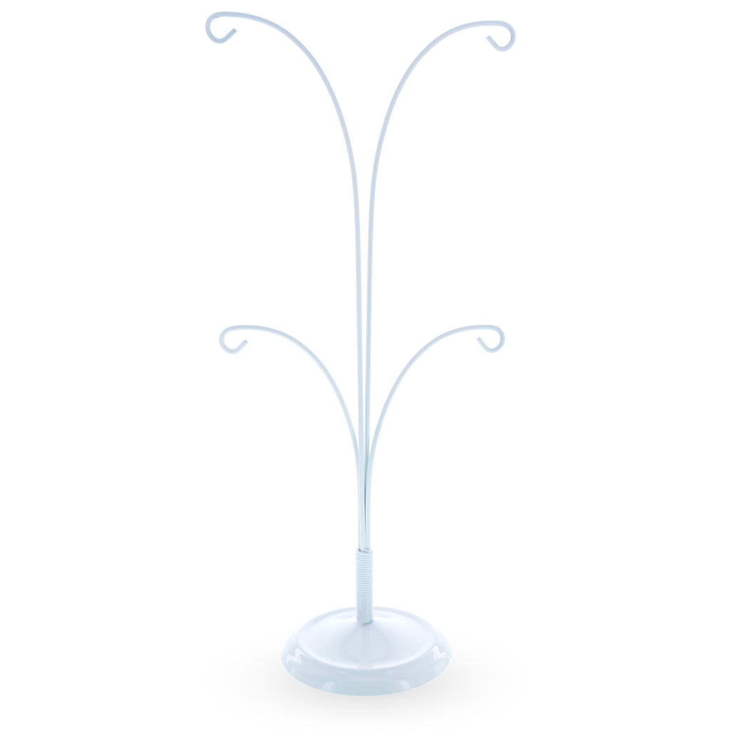 4-Arm Tree Branch White Painted Metal Ornament Display Stand 12 Inches (Poland) in White color