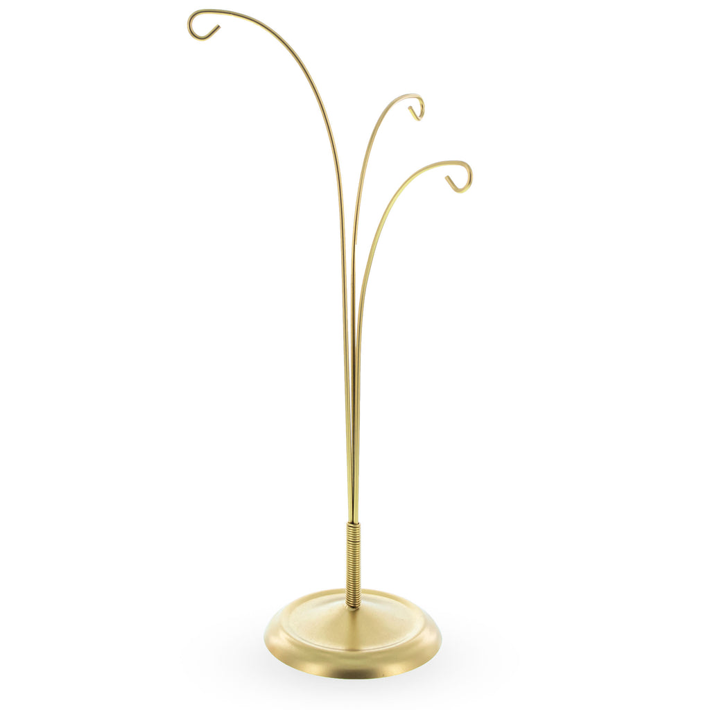 Metal Three Hands Gold Metal Solid Round Base Ornament Display Stand 11 Inches in Gold color