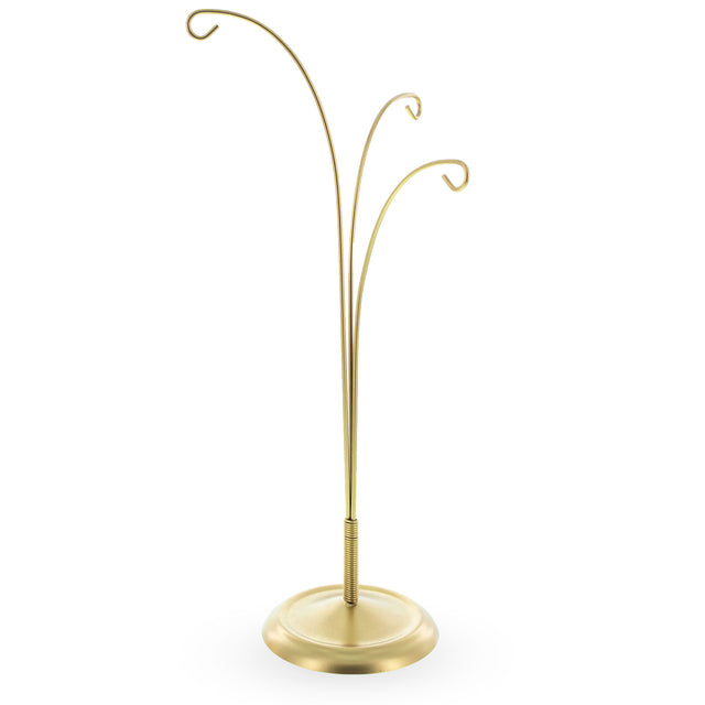 Three Hands Gold Metal Solid Round Base Ornament Display Stand 11 Inches in Gold color,  shape