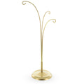3-Arm Botanical Style Gold Metal Ornament Display Stand 12 Inches (Poland) in Gold color