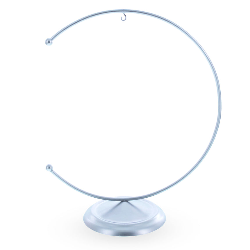 Silver Crescent Metal Ornament Display Stand 5.9 Inches in  color