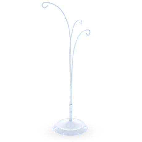 Three Hands White Metal Solid Round Base Ornament Display Stand 11 Inches in White color,  shape