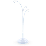 White 3 Hands Metal Round Base Ornament Display Stand 11 Inches in White color