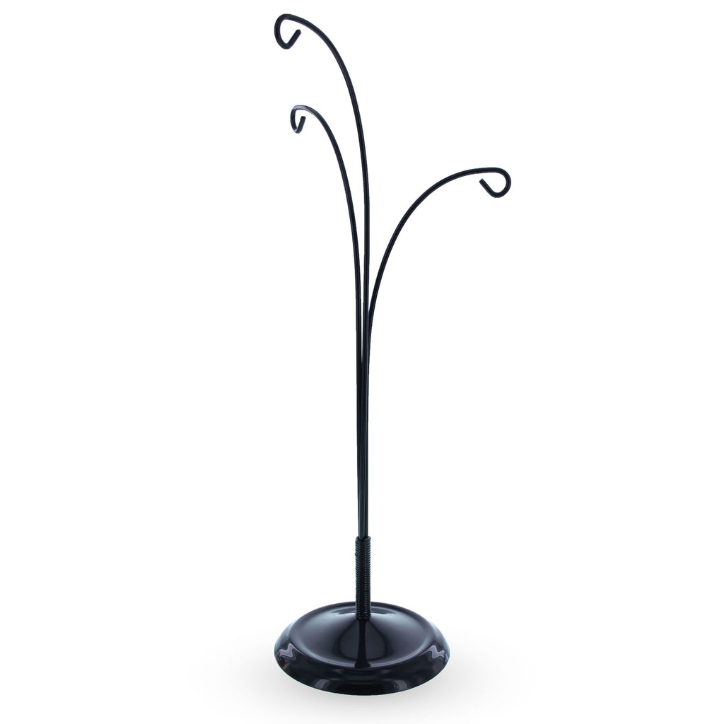 Metal Three Hands Black Metal Solid Round Base Ornament Display Stand 11 Inches in Black color