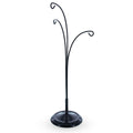 3-Arm Botanical Style Black Painted Metal Ornament Display Stand 12 Inches (Poland) in Black color