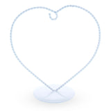 Heart Shape White Metal Solid Round Base Ornament Display Stand 7 Inches in White color,  shape