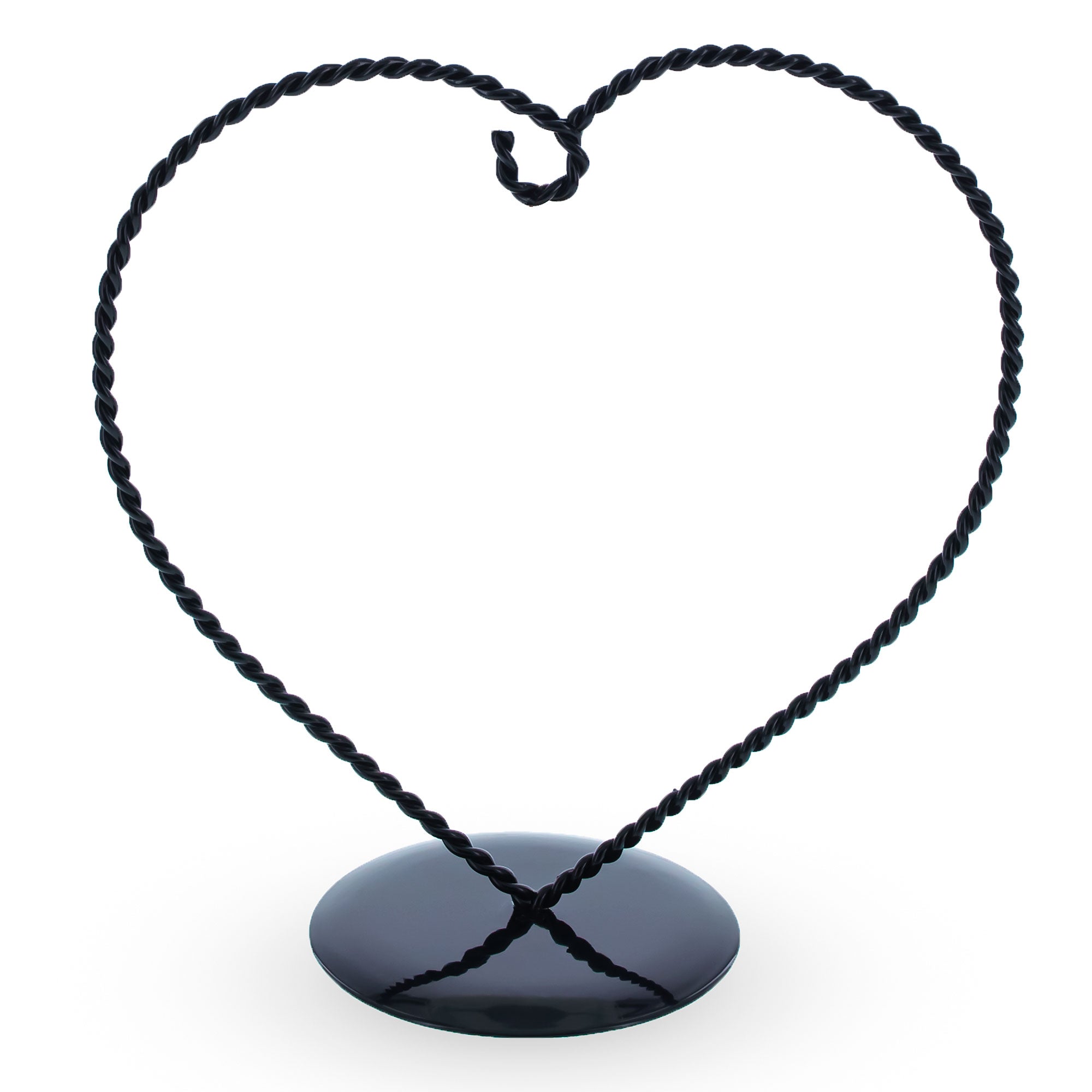 Heart-Shaped Twisted Black Painted Metal Ornament Display Stand 6.2 Inches (Poland) in Black color
