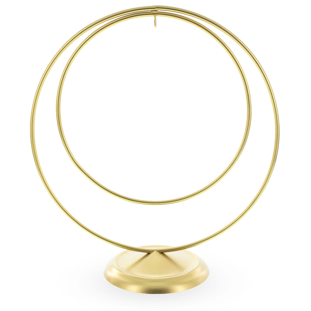 Metal Double Circle Gold Metal Solid Round Base Ornament Display Stand 8.25 Inches in Gold color