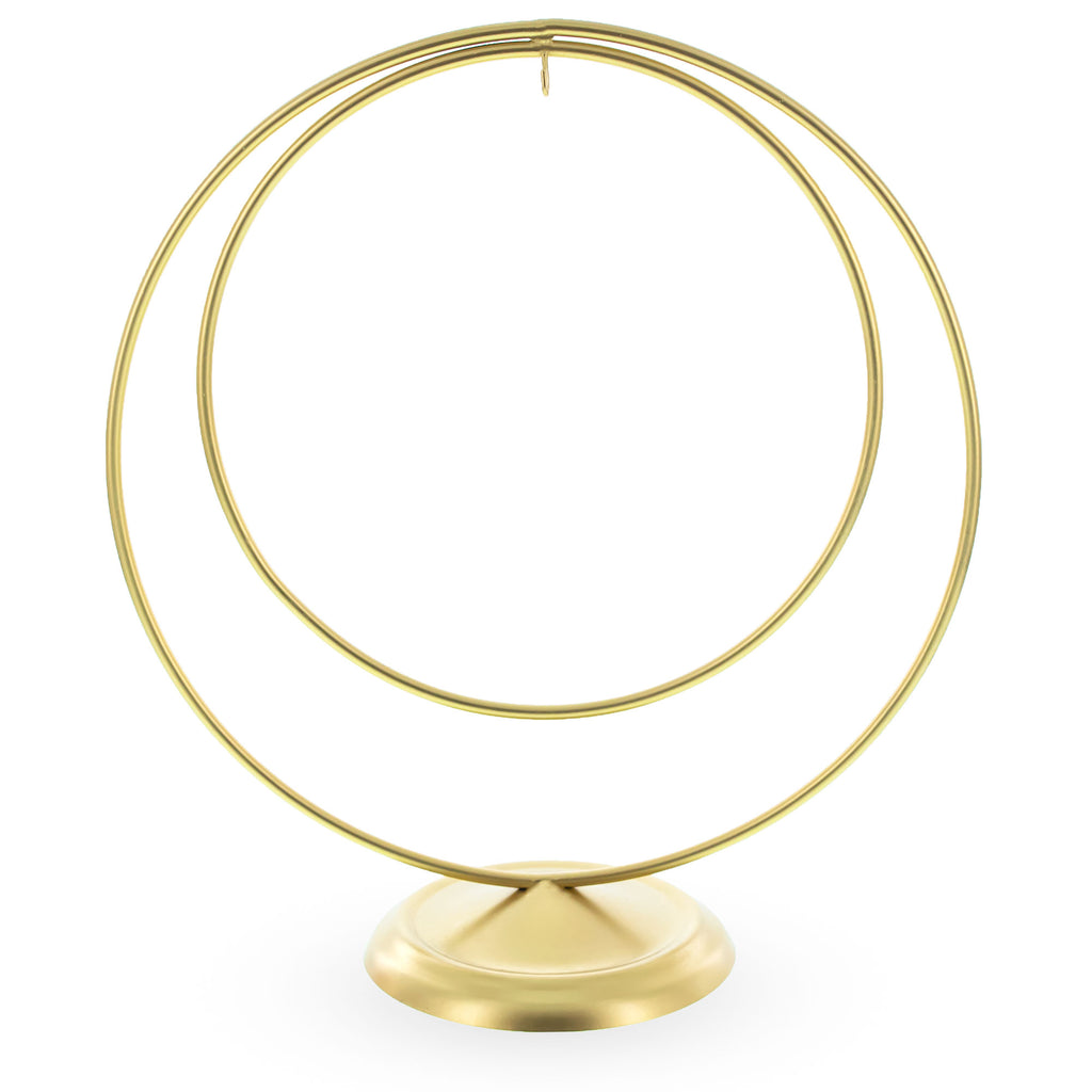 Contemporary Double Circle Gold Metal Ornament Display Stand 8.2 Inches (Poland) in Gold color
