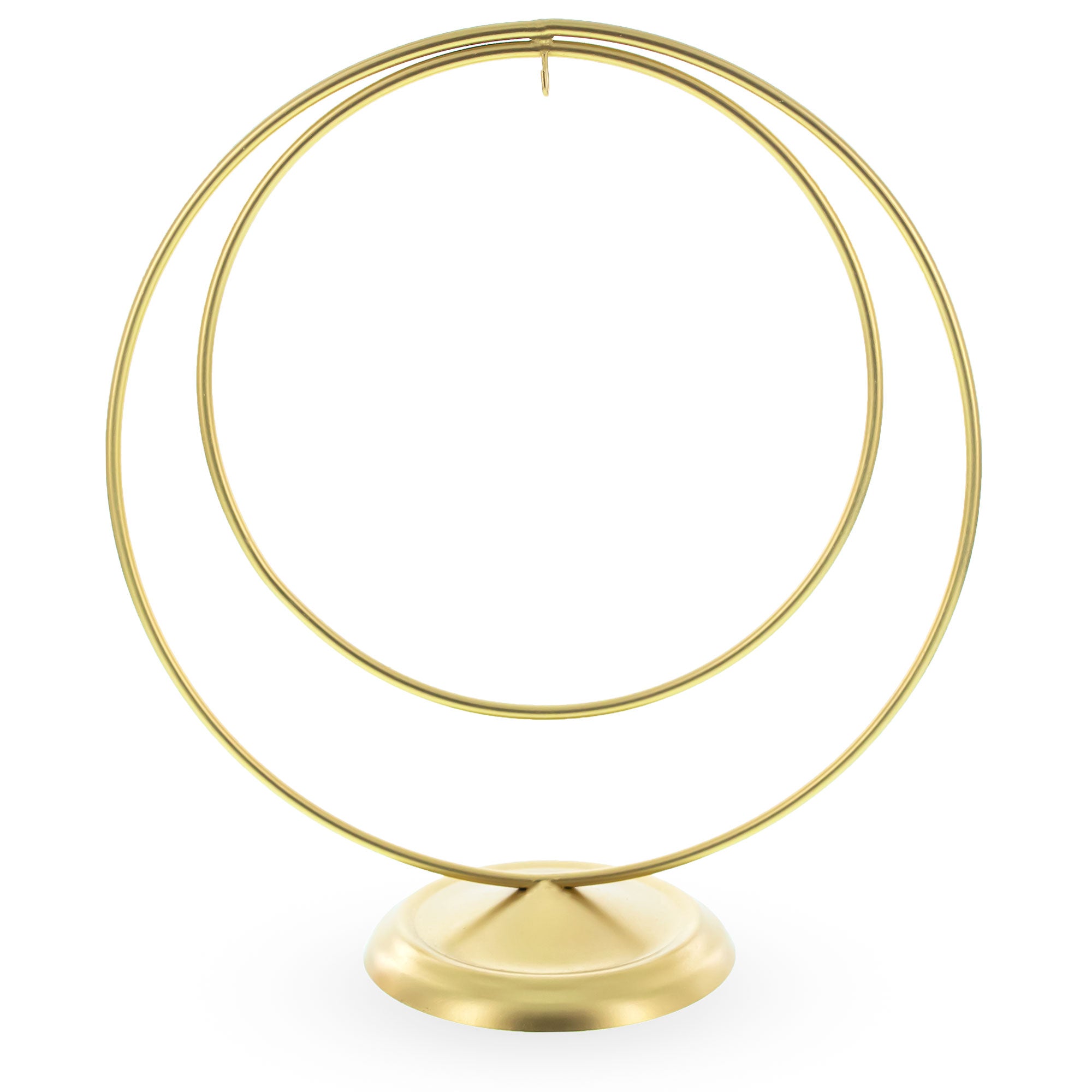 Contemporary Double Circle Gold Metal Ornament Display Stand 8.2 Inches (Poland) in Gold color