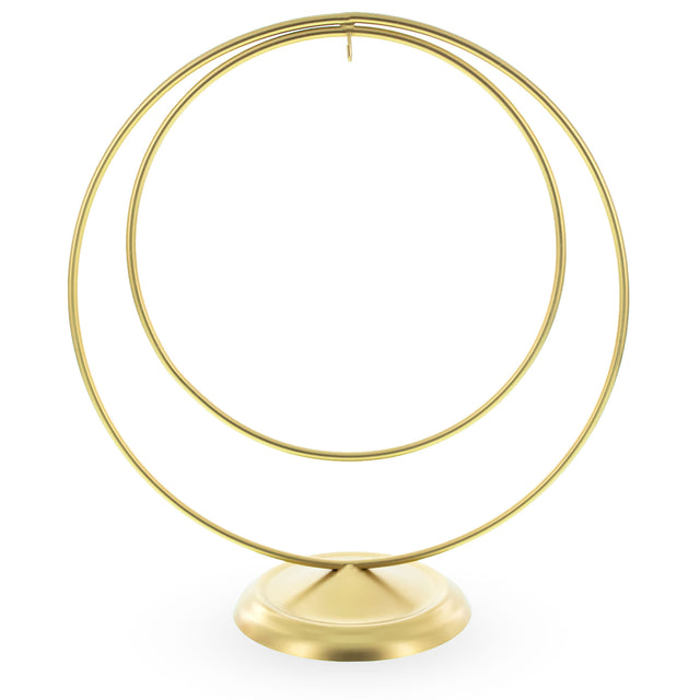 Double Circle Gold Metal Solid Round Base Ornament Display Stand 8.25 Inches in Gold color
