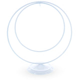 Double Circle White Metal Solid Round Base Ornament Display Stand 8.25 Inches in White color