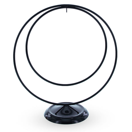 Metal Double Circle Black Metal Solid Round Base Ornament Display Stand 8.25 Inches in Black color