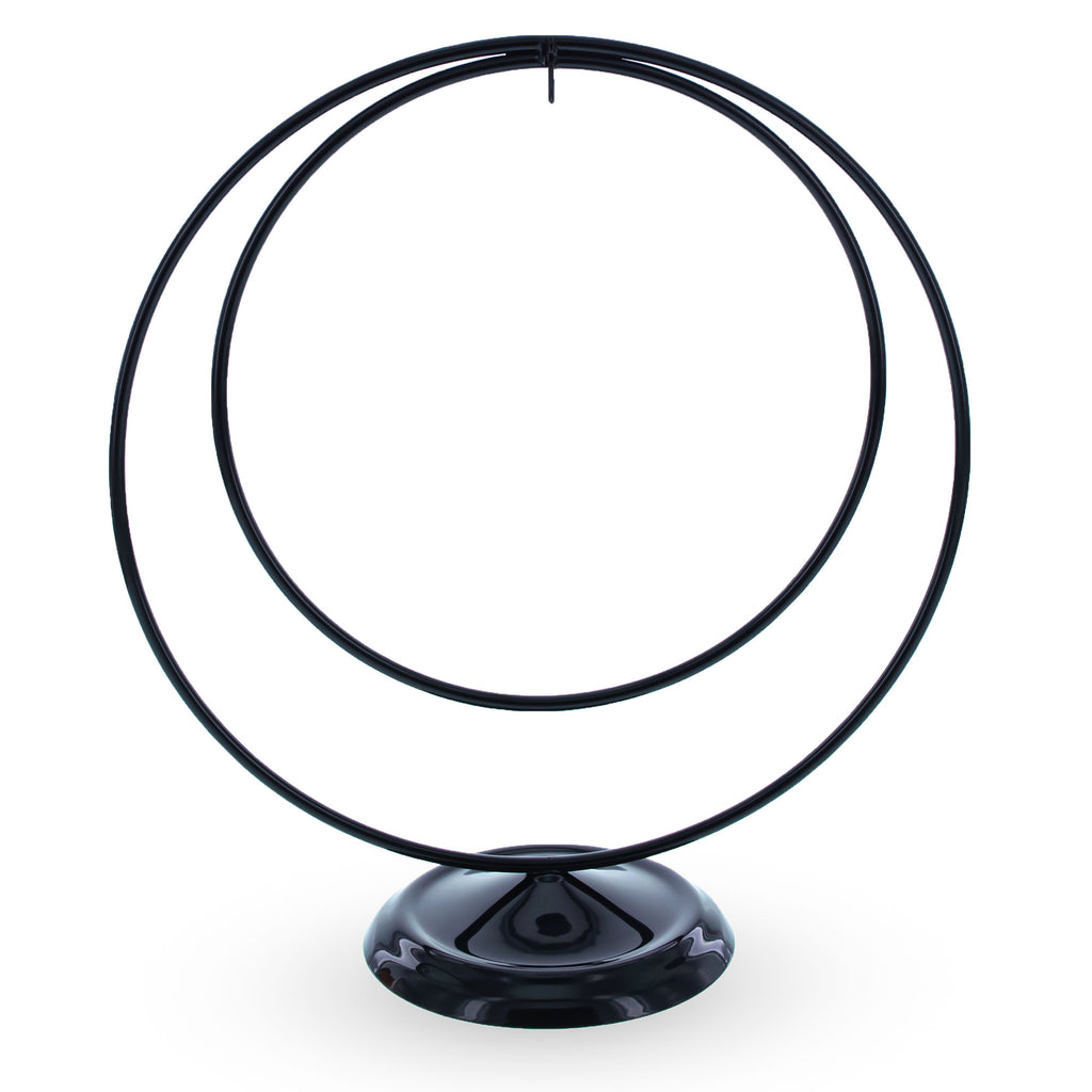 Contemporary Double Circle Black Painted Metal Ornament Display Stand 8.2 Inches (Poland) in Black color