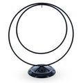 Contemporary Double Circle Black Painted Metal Ornament Display Stand 8.2 Inches (Poland) in Black color