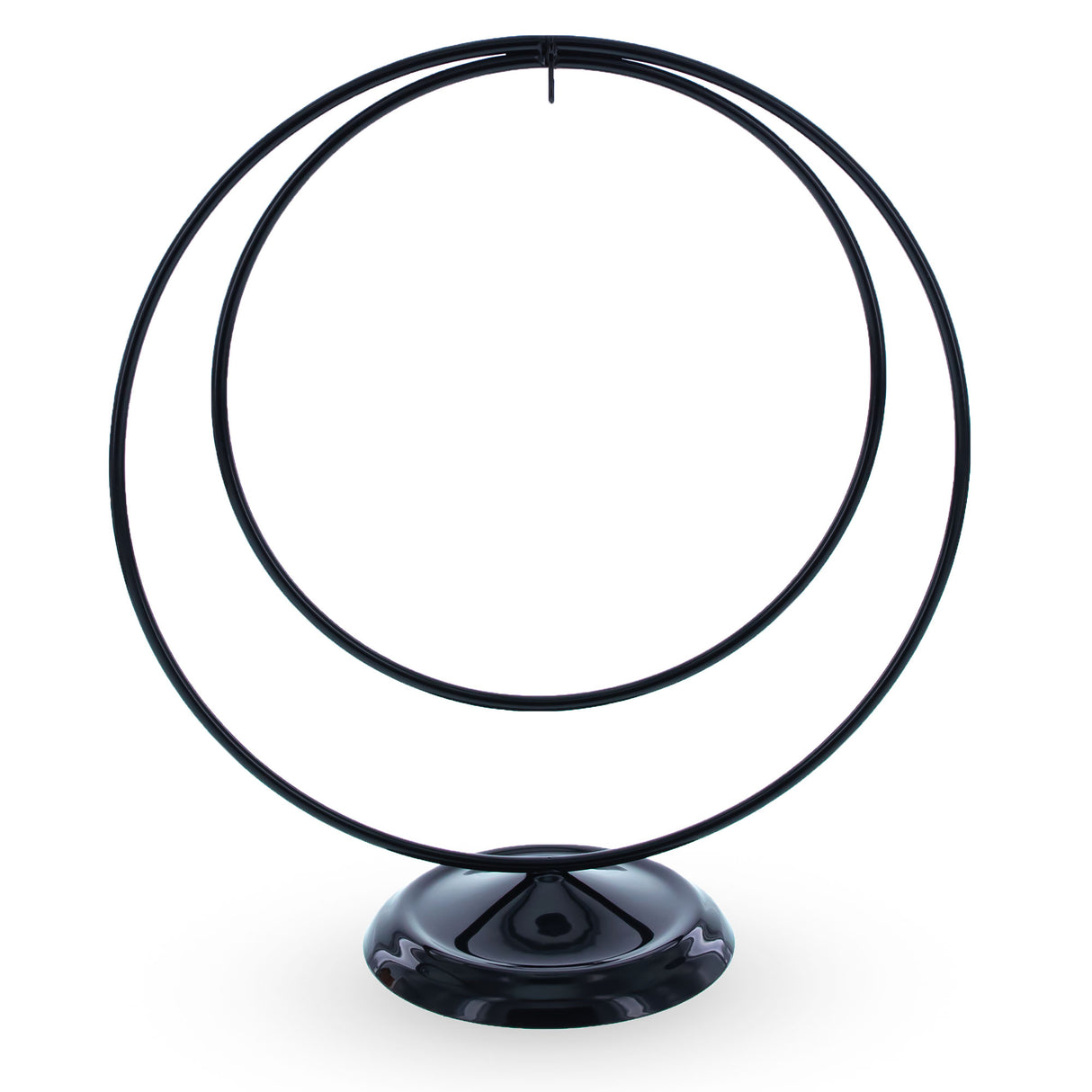 Double Circle Black Metal Solid Round Base Ornament Display Stand 8.25 Inches in Black color,  shape