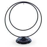 Double Circle Black Metal Solid Round Base Ornament Display Stand 8.25 Inches in Black color