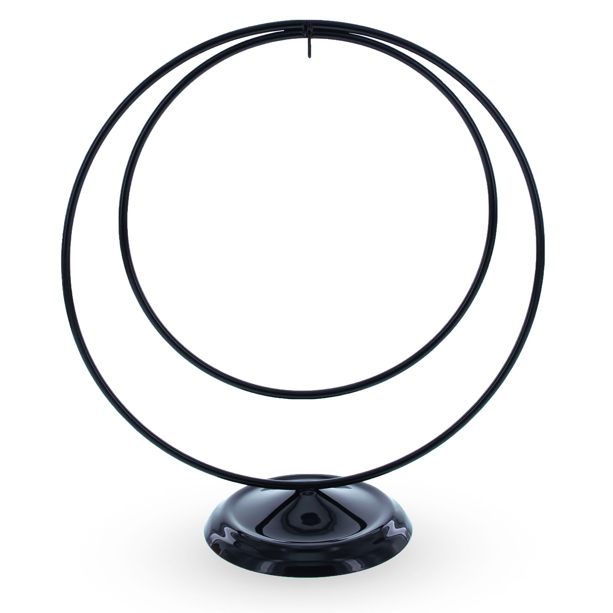 Contemporary Double Circle Black Painted Metal Ornament Display Stand 8.2 Inches (Poland) in Black color