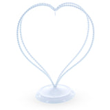 Double Swirled Heart White Metal Solid Round Base Ornament Display Stand 7.25 Inches in White color,  shape