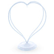 Double Swirled Heart White Metal Round Base Ornament Display Stand 7.25 Inches in White color
