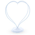 Double Wire Heart Twisted White Paint Metal Ornament Display Stand 7.8 Inches (Poland) in White color