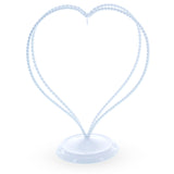 Double Swirled Heart White Metal Round Base Ornament Display Stand 7.25 Inches in White color
