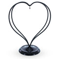 Double Wire Heart Twisted Black Paint Metal Ornament Display Stand 7.8 Inches (Poland) in Black color
