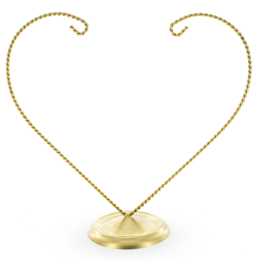 Open-Top Heart Twisted Gold Metal Ornament Display Stand 9 Inches (Poland) in Gold color