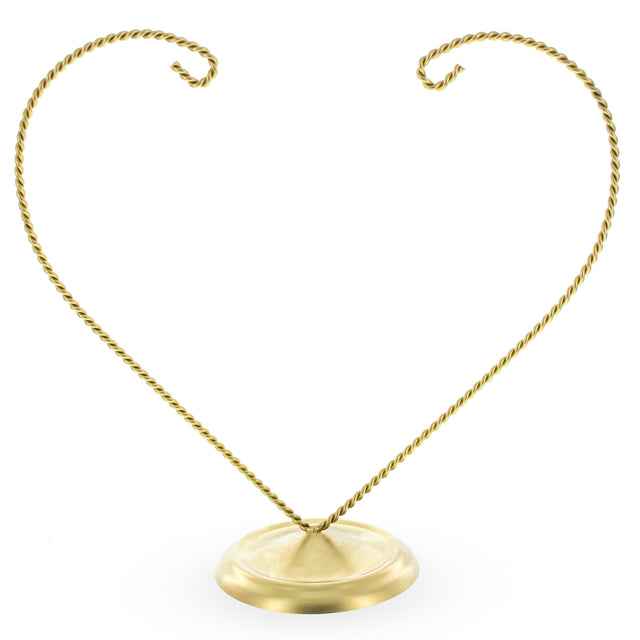 Distand Double Heart Gold Metal Round Base Ornament Display Stand 9 Inches in  color