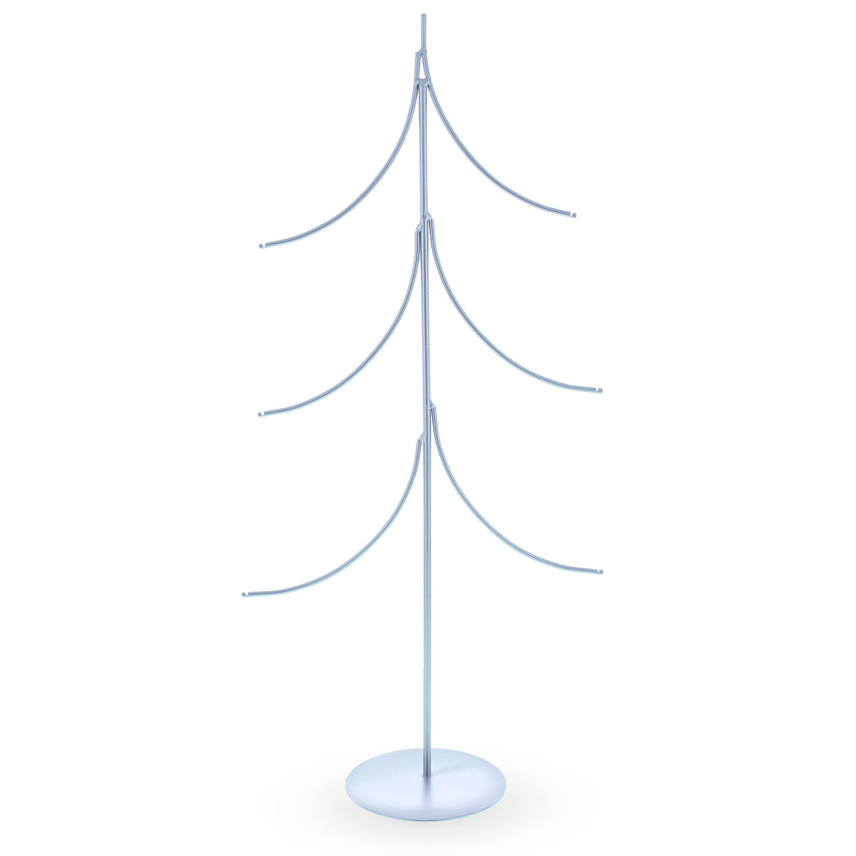 Six Ornaments Tree Silver Metal Solid Round Base Ornament Display Stand 16 Inches in Silver color,  shape
