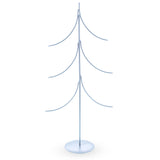 Six Ornaments Tree Silver Metal Solid Round Base Ornament Display Stand 16 Inches in Silver color