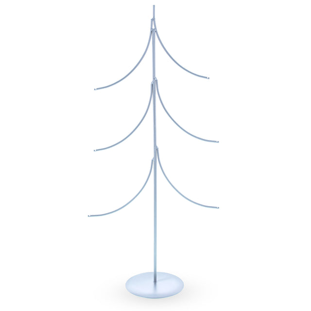 Six Ornaments Tree Silver Metal Solid Round Base Ornament Display Stand 16 Inches in Silver color